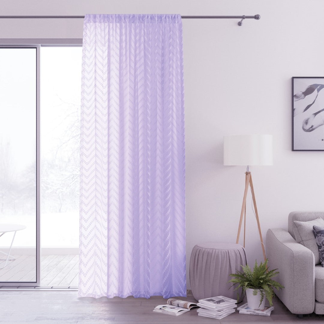 Rideau – voilage MOLISA couleur lilas brodé motif boho bande voile 140x270 ameliahome