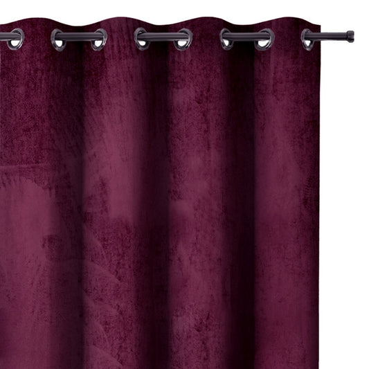 Rideau VELVET couleur bordeaux style classique oeillets d'argent velours 140x270 ameliahome