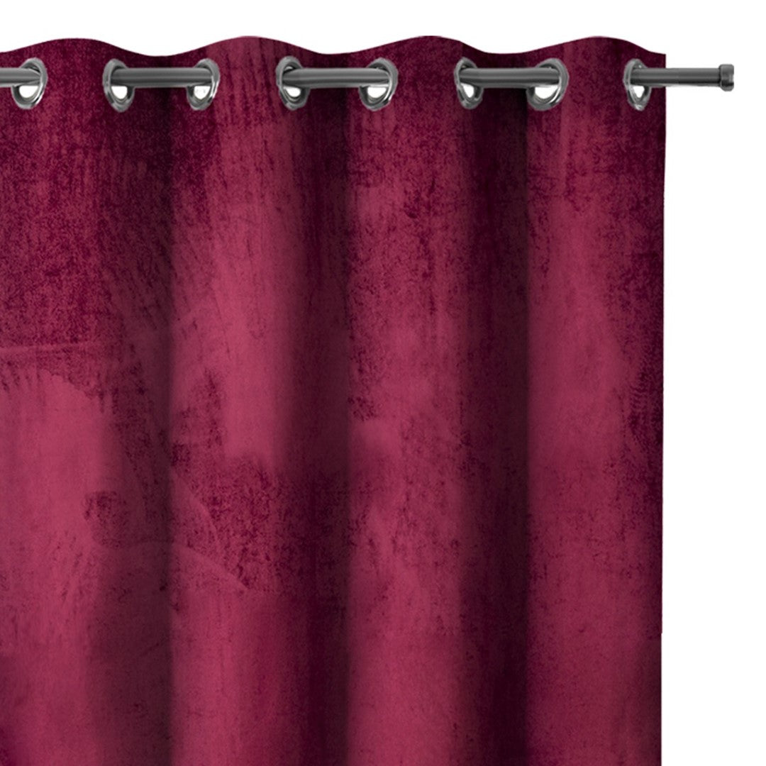 Rideau VELVET couleur rouge style classique oeillets d'argent velours 140x270 ameliahome