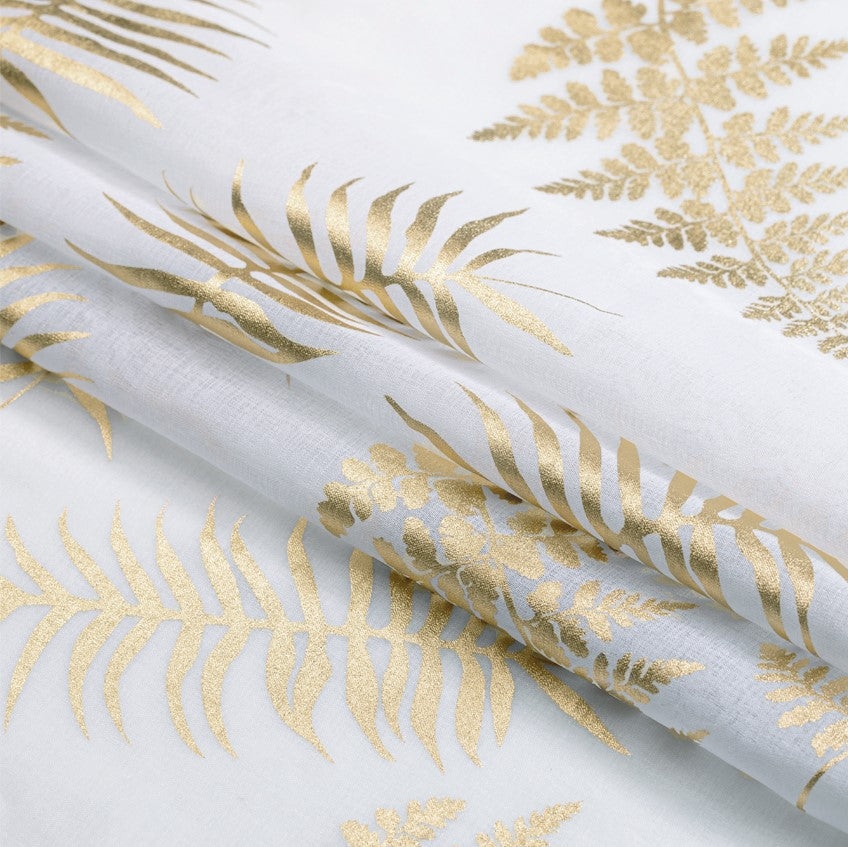 Rideau – voilage LEAVES couleur blanc imprimé anneaux voile 140x250 ameliahome