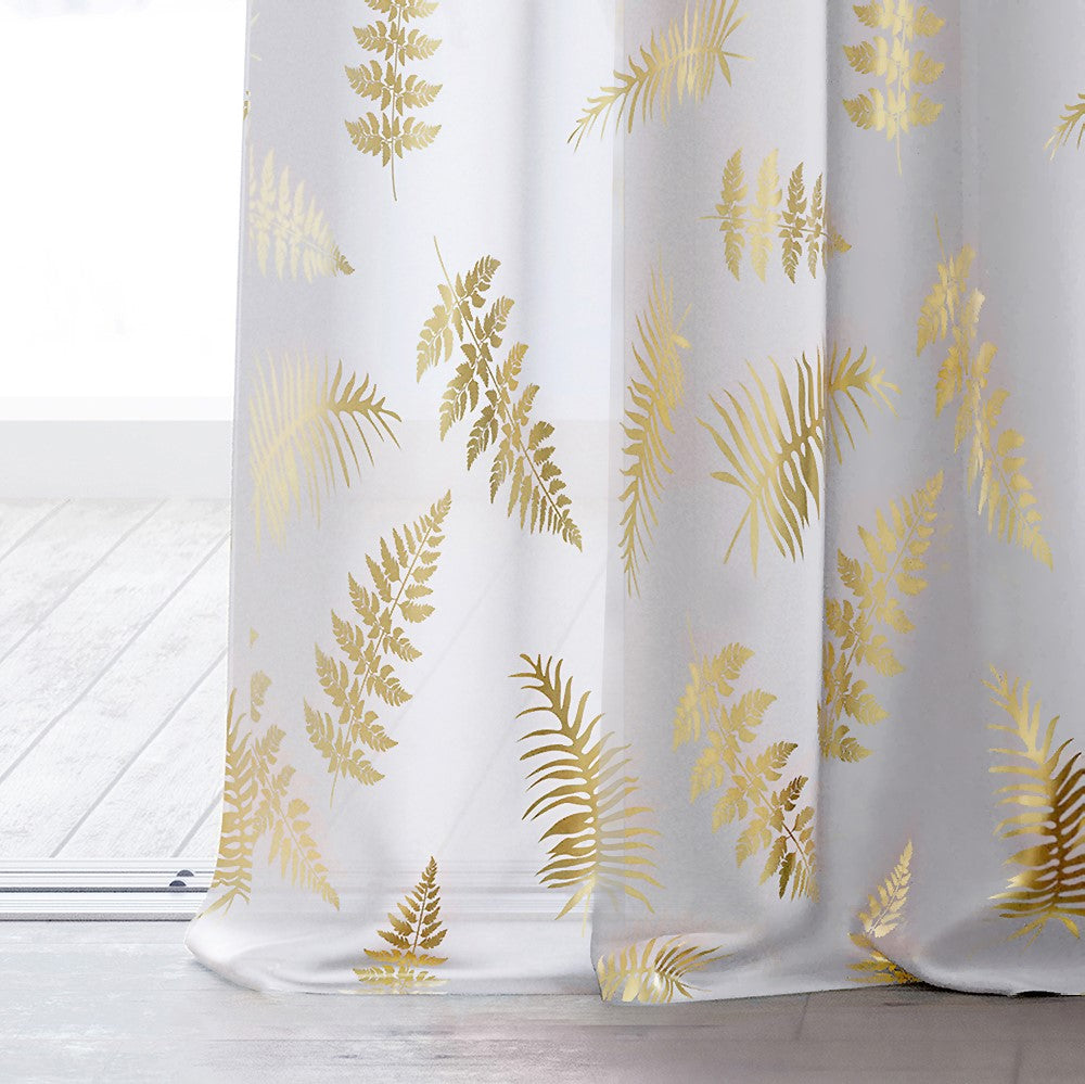 Rideau – voilage LEAVES couleur blanc imprimé anneaux voile 140x250 ameliahome