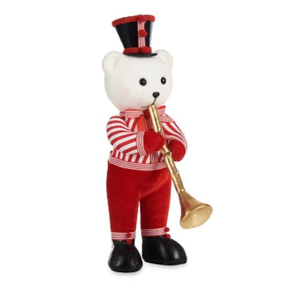 Figurine Décorative Ours Trompette Blanc Noir Rouge polystyrène 15 x 46 x 25 cm (2 Unités)