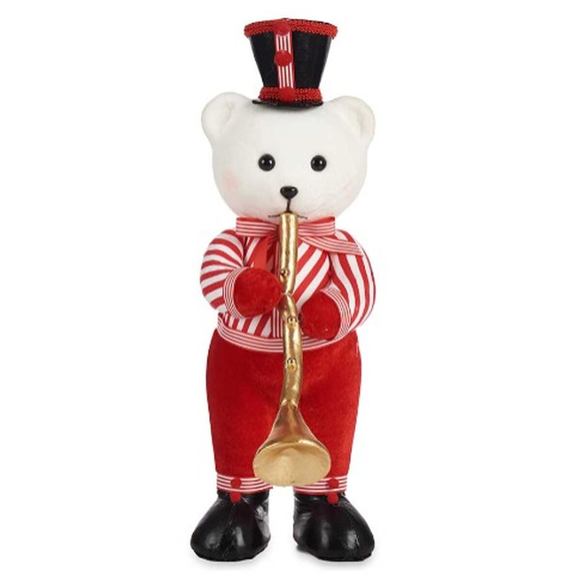 Figurine Décorative Ours Trompette Blanc Noir Rouge polystyrène 15 x 46 x 25 cm (2 Unités)