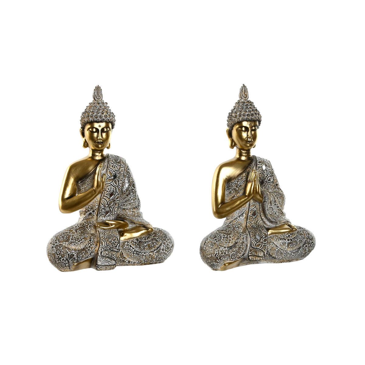 Figurine Décorative Home ESPRIT Beige Doré Buda Oriental 21 x 11,5 x 28 cm (2 Unités)