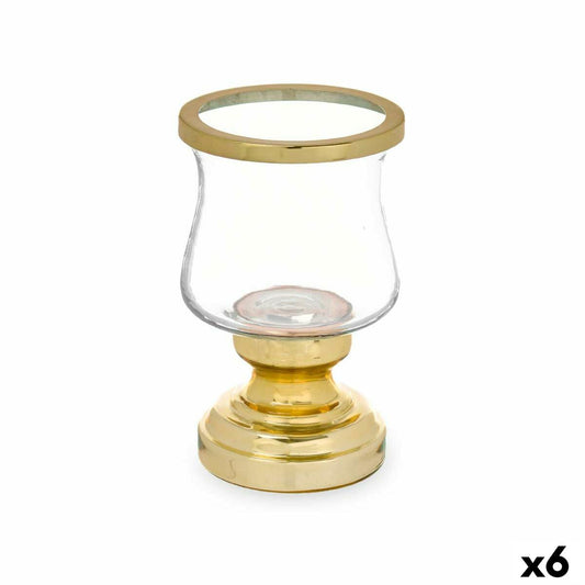 Bougeoir Verre Doré Acier 12 x 19,5 x 12 cm (6 Unités)