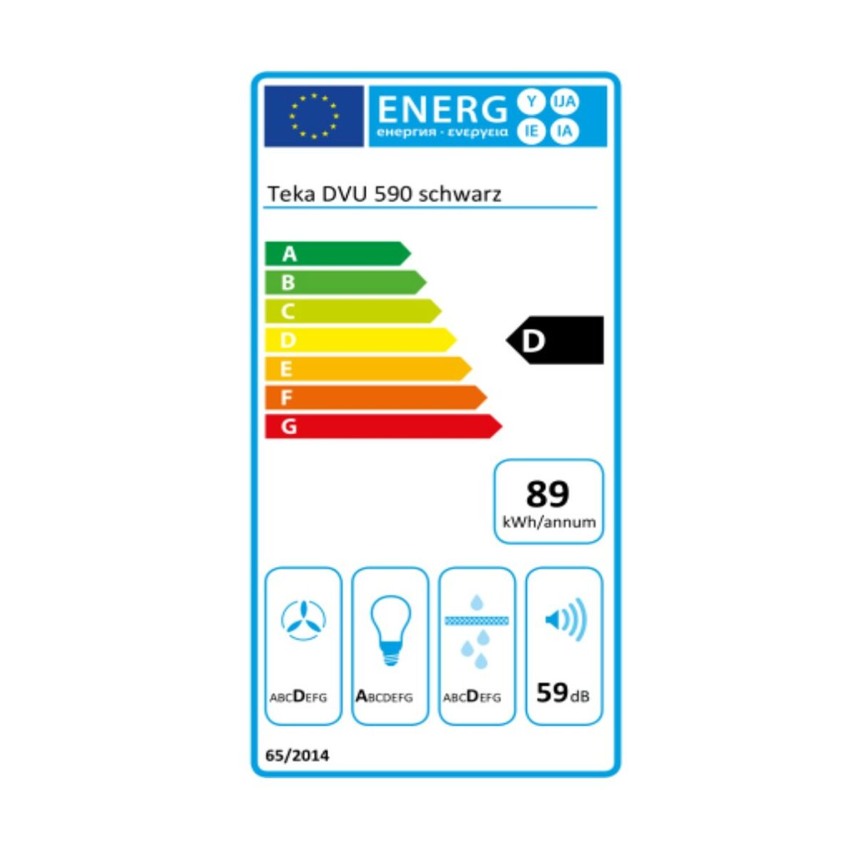 Hotte standard Teka DVU590 90 cm 538 m3/h 59 dB 204W