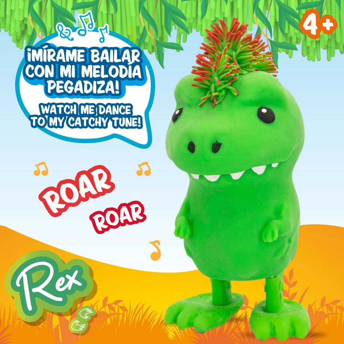 Jouet Peluche Eolo Jiggly Pets Dinosaure 10 x 20,5 x 15 cm (4 Unités)