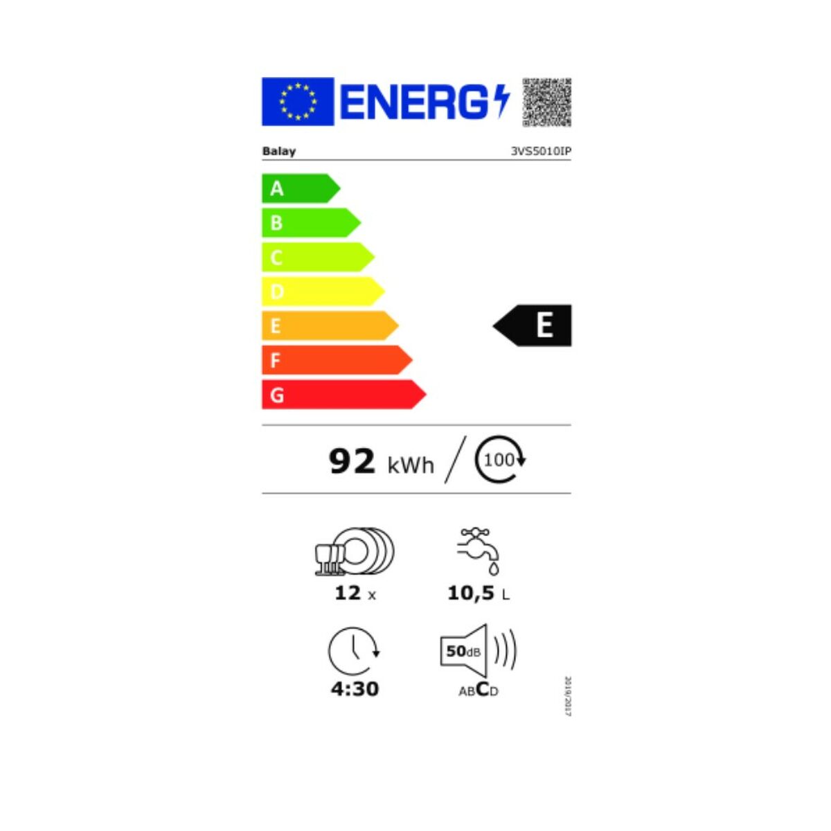 Lave-vaisselle Balay 3VS5010IP Acier inoxydable (60 cm)