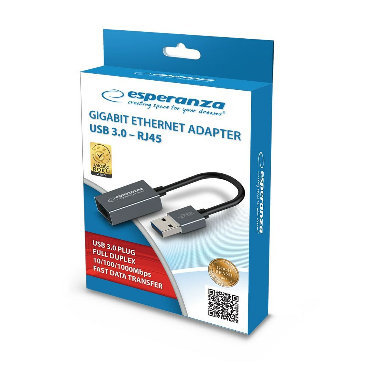 Adaptateur USB vers Ethernet Esperanza ENA101 18 cm