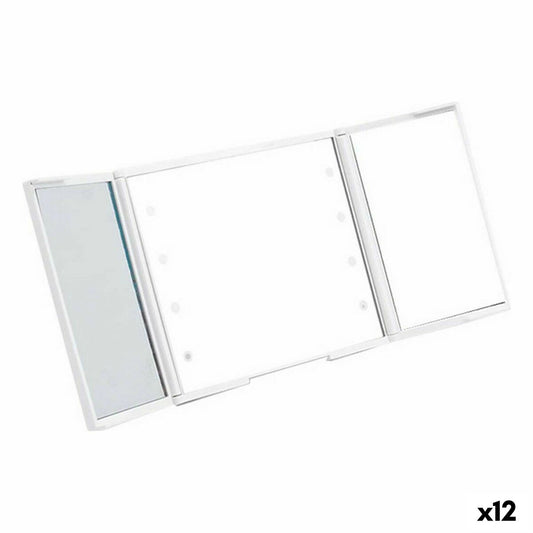 Miroir de Poche Blanc Lumière LED 1,5 x 9,5 x 11,5 cm (12 Unités)