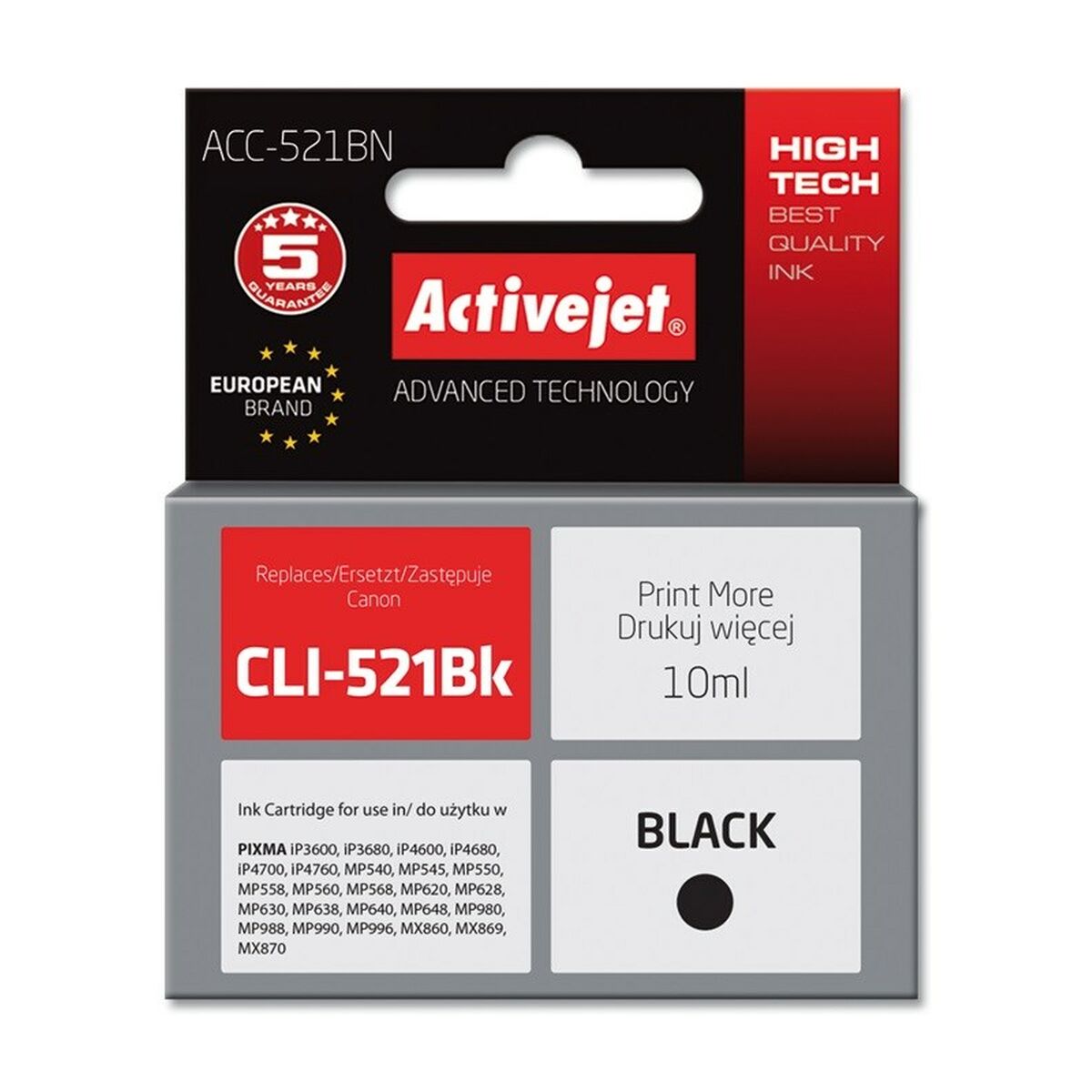 Cartouche d'Encre Compatible Activejet ACC-521BN Noir