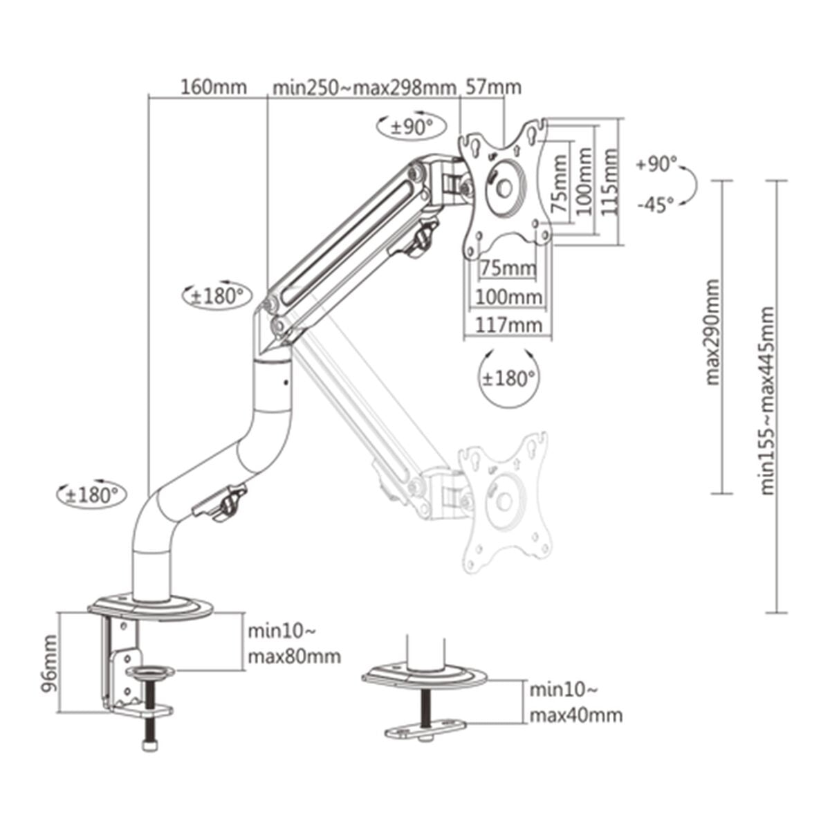 Support de table d'écran GEMBIRD MA-DA1-02 17" 32"