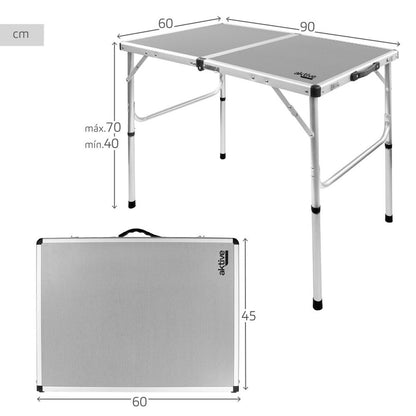 Table Piable Aktive Camping Gris 90 x 70 x 60 cm (2 Unités)