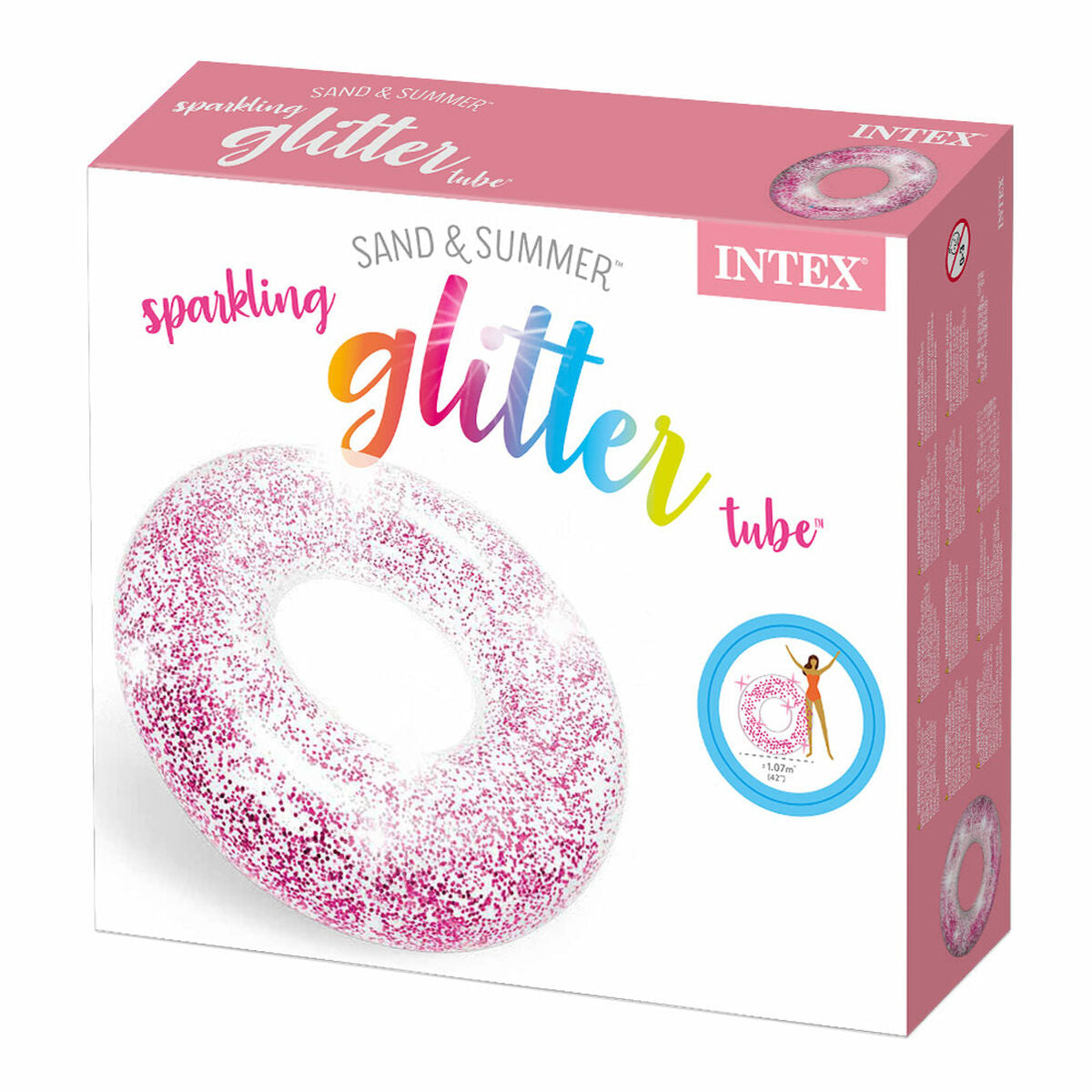 Bouée Gonflable Donut Intex Transparent Paillettes Ø 119 cm (6 Unités)