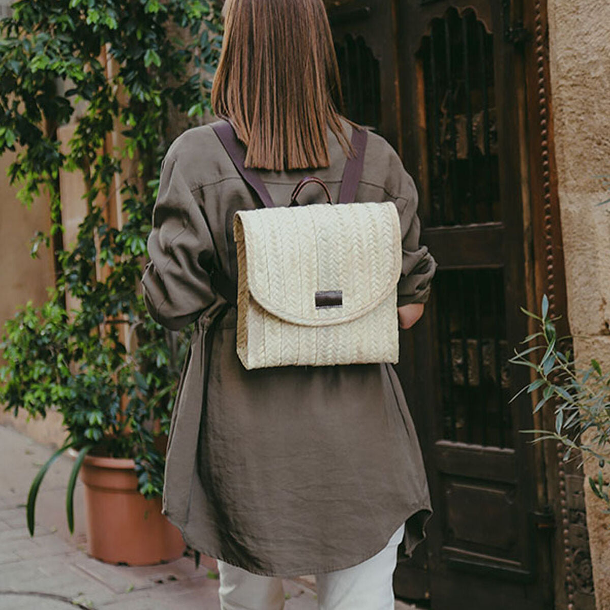 Sac à dos EDM Viena Feuille de palmier Avec poignée