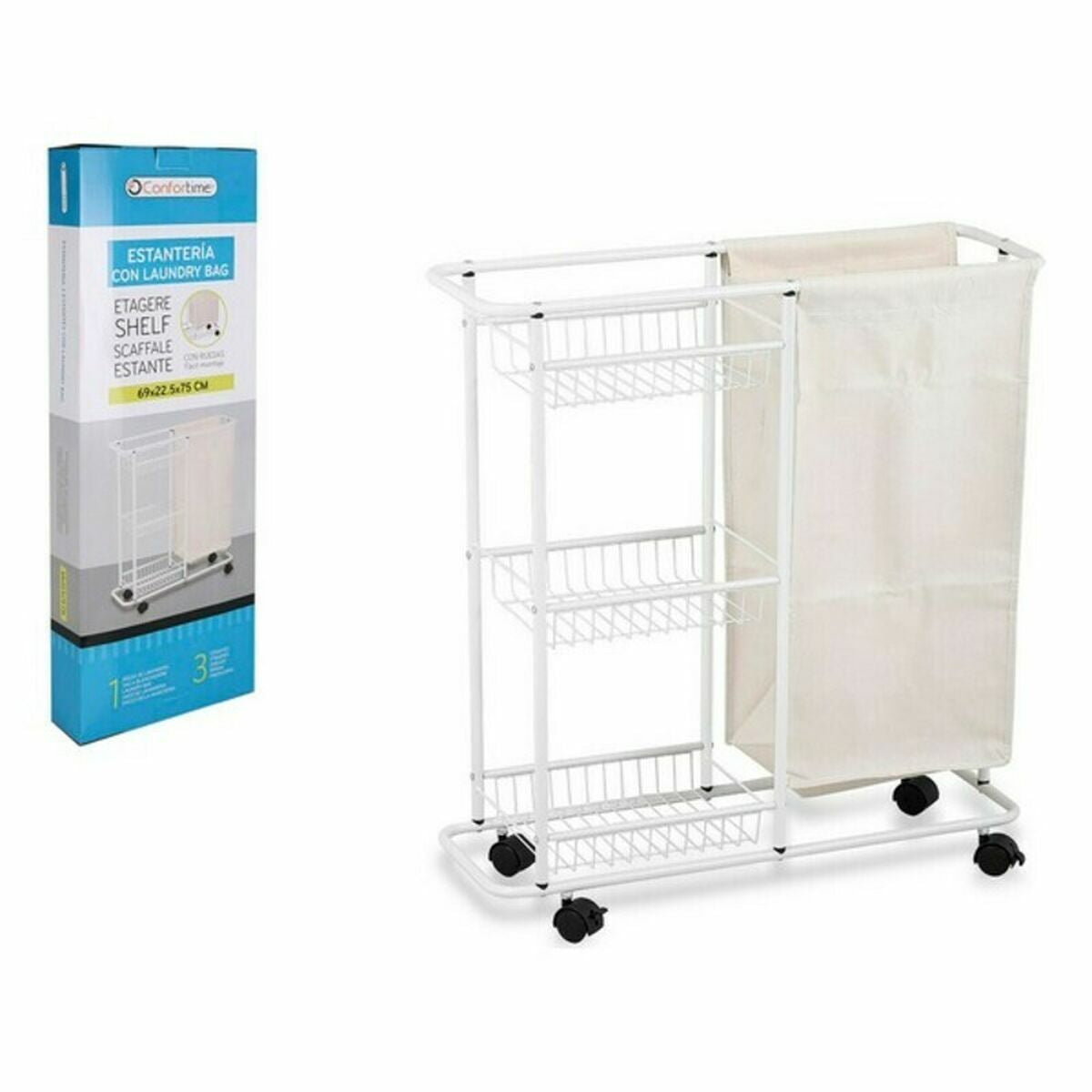 Etagère de salle de bains Confortime Laundry Bag Métal 69 x 22,5 x 75 cm (3 Unités) (69 x 22.5 x 75 cm)