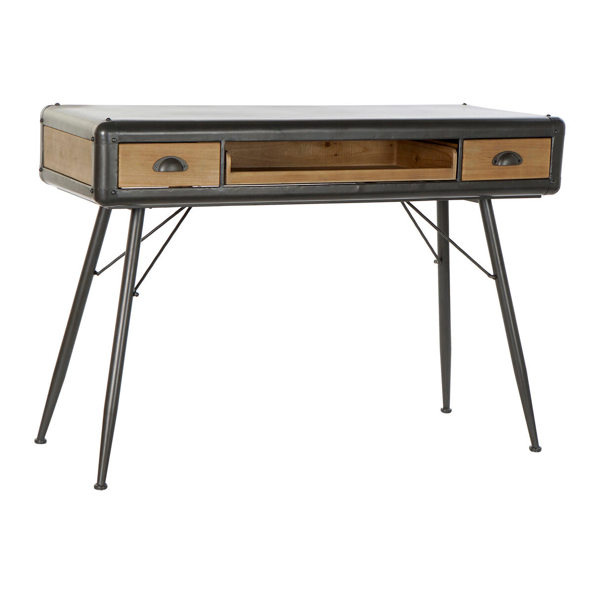 Bureau DKD Home Decor Naturel Gris clair Métal Sapin 118 x 52 x 84 cm