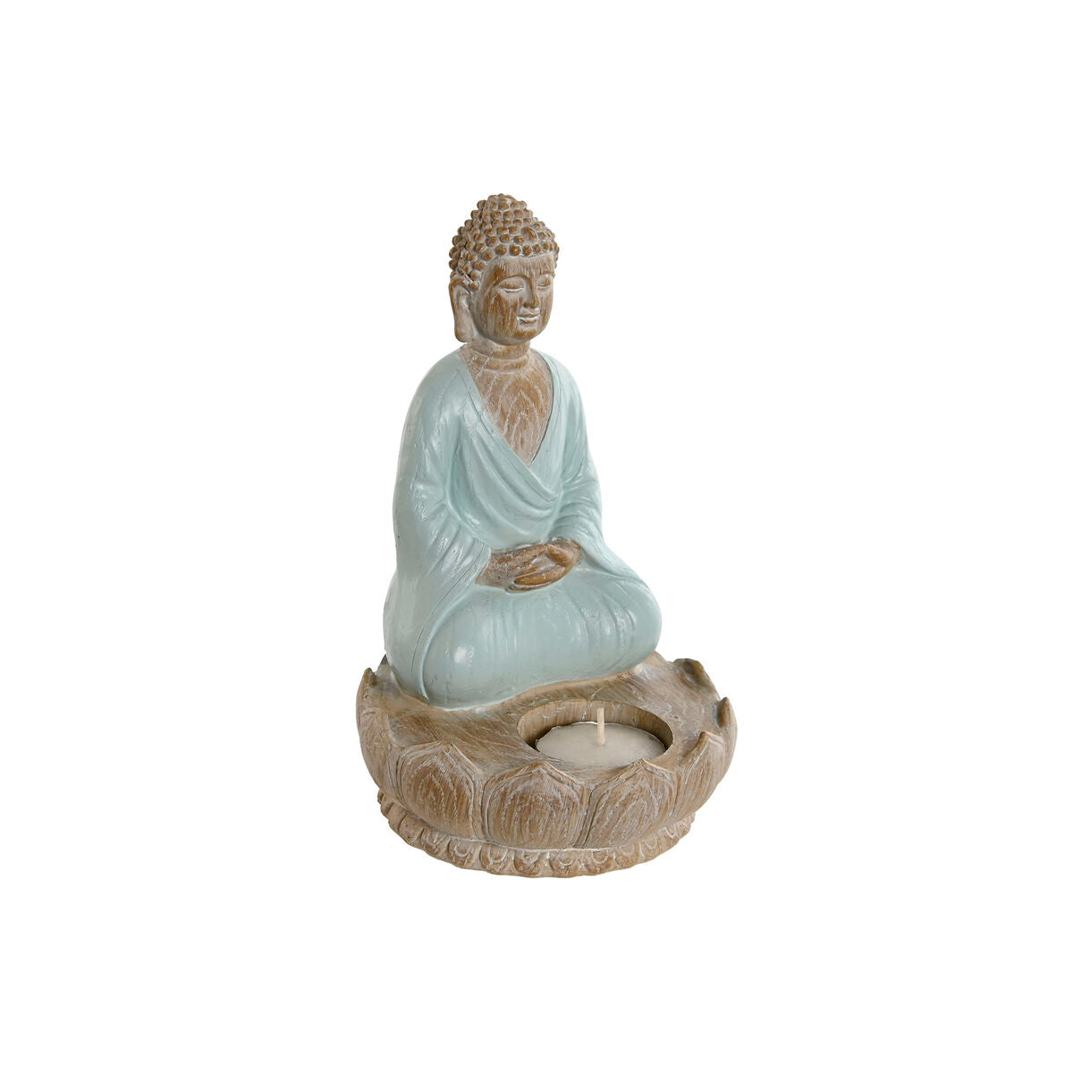 Figurine Décorative Home ESPRIT Blanc Vert Turquoise Buda Oriental 12 x 12 x 18,5 cm (3 Unités)