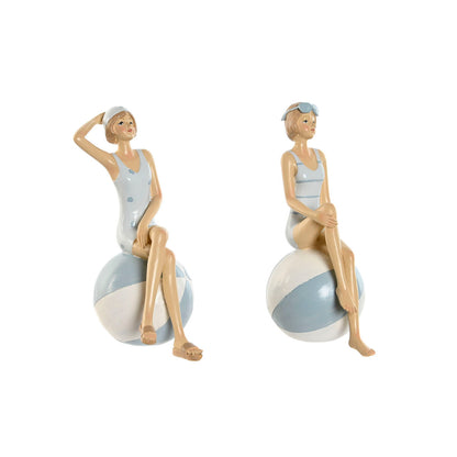 Figurine Décorative Home ESPRIT Blanc Bleu ciel méditerranéen 12 x 8 x 19 cm (2 Unités)