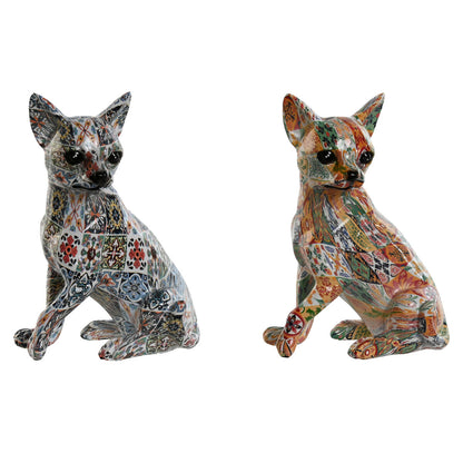 Figurine Décorative Home ESPRIT Multicouleur Chien méditerranéen 12 x 10 x 16 cm (2 Unités)