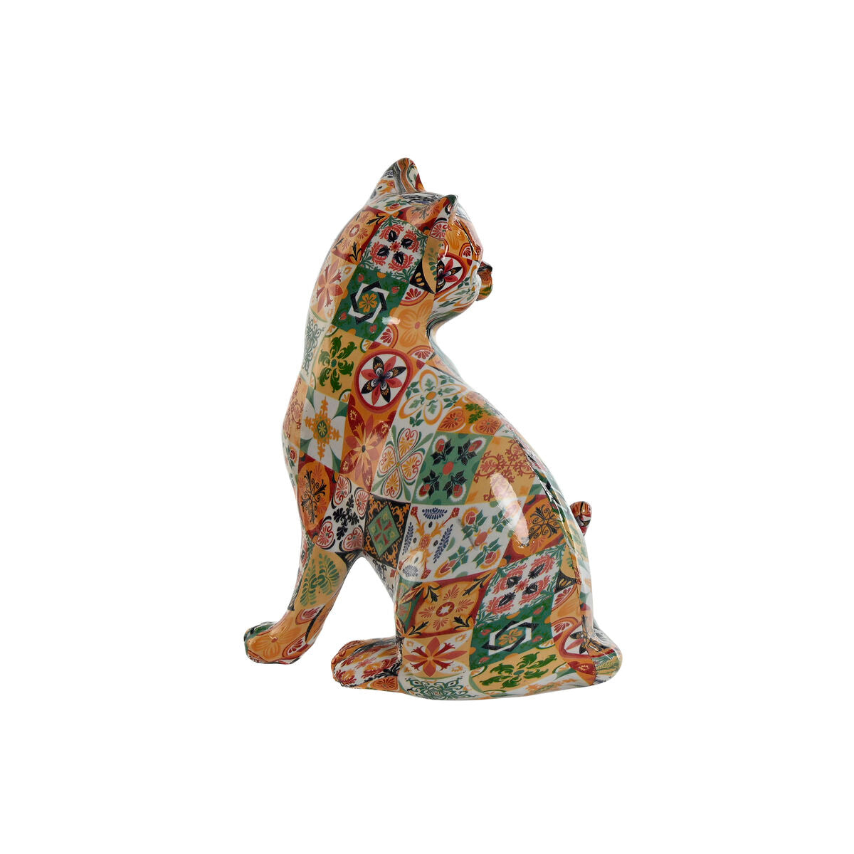 Figurine Décorative Home ESPRIT Multicouleur Chat méditerranéen 11 x 10 x 16 cm (2 Unités)