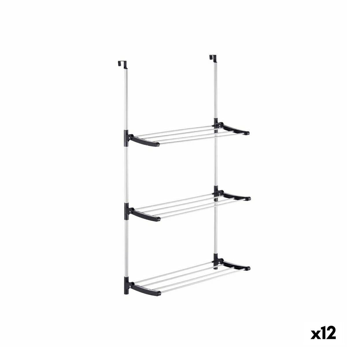 Séchoir Pliable Noir Argenté 65,5 x 29 x 129 cm Portes (12 Unités)