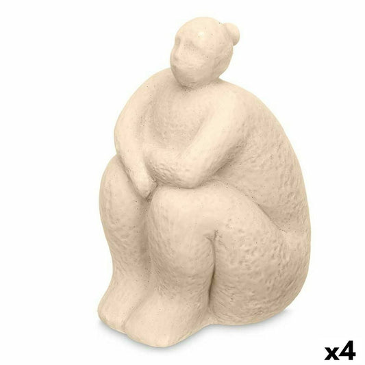 Figurine Décorative Beige Dolomite 18 x 30 x 19 cm (4 Unités) Femme Assis