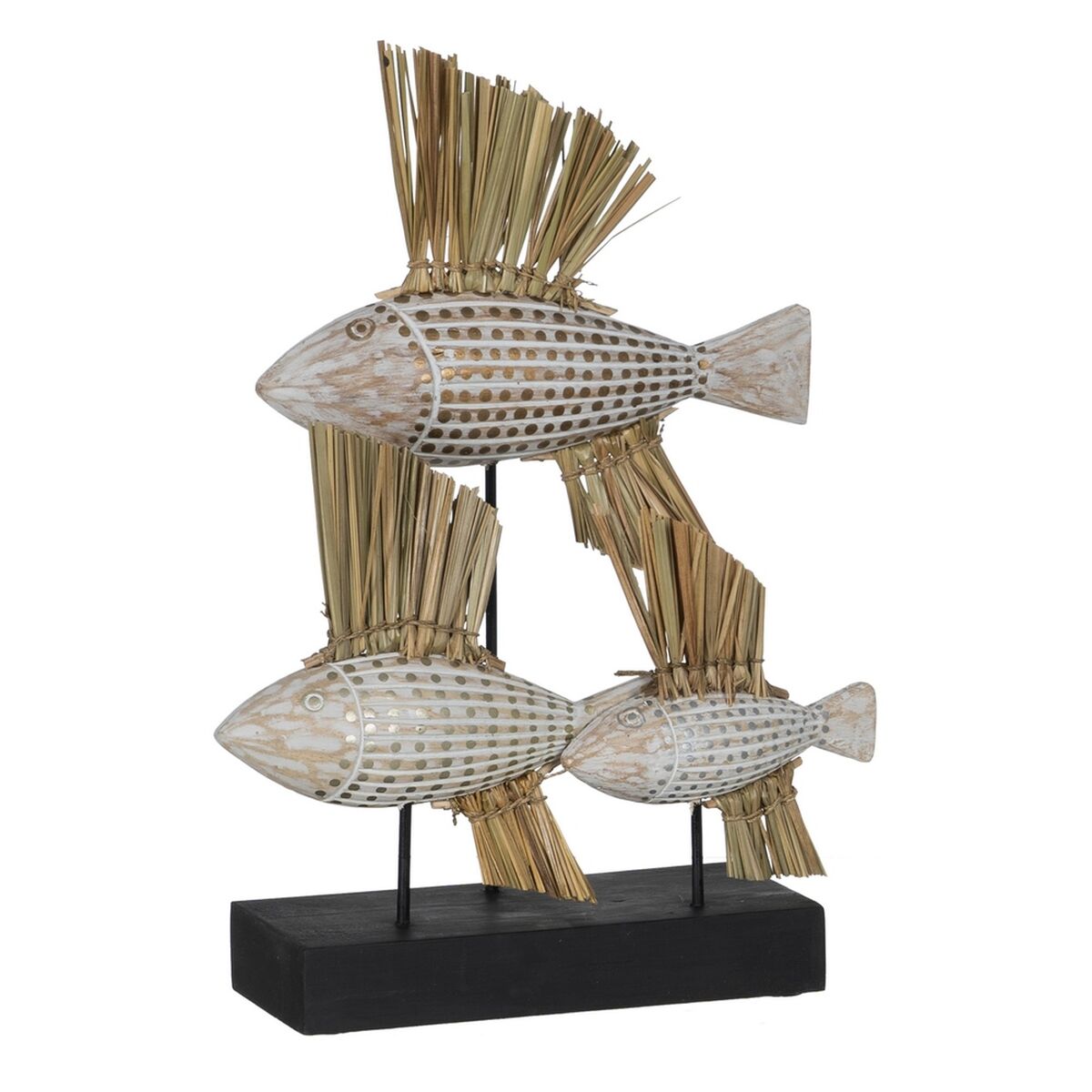 Figurine Décorative Blanc Marron Naturel Poissons 30 x 10 x 40 cm