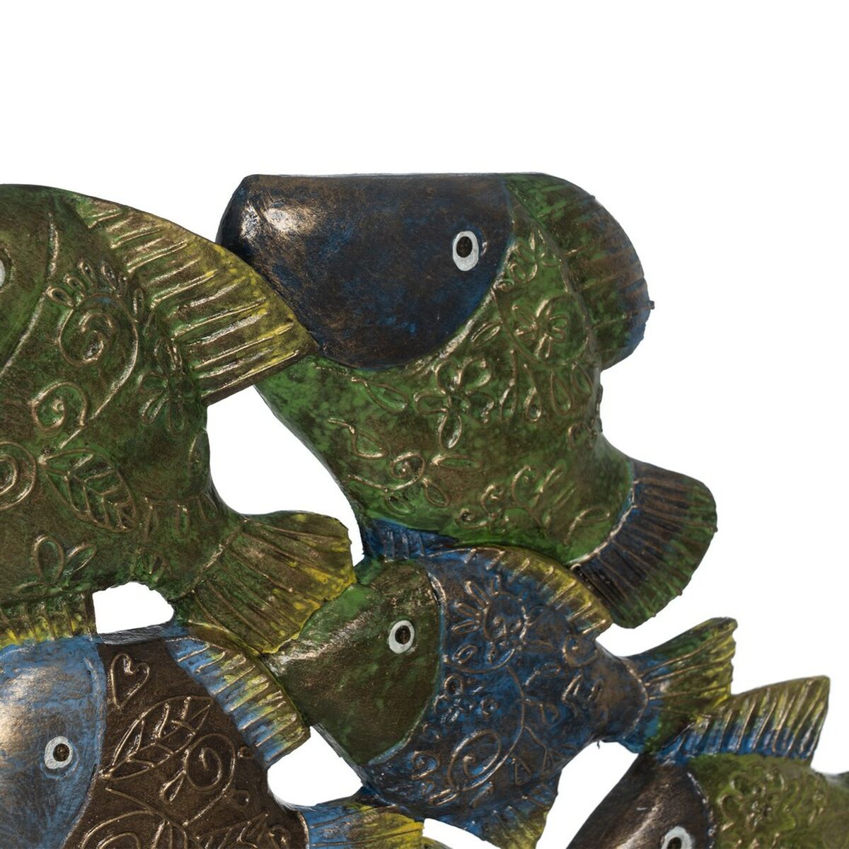 Figurine Décorative Bleu Marron Vert Poissons 60 x 11,5 x 52 cm