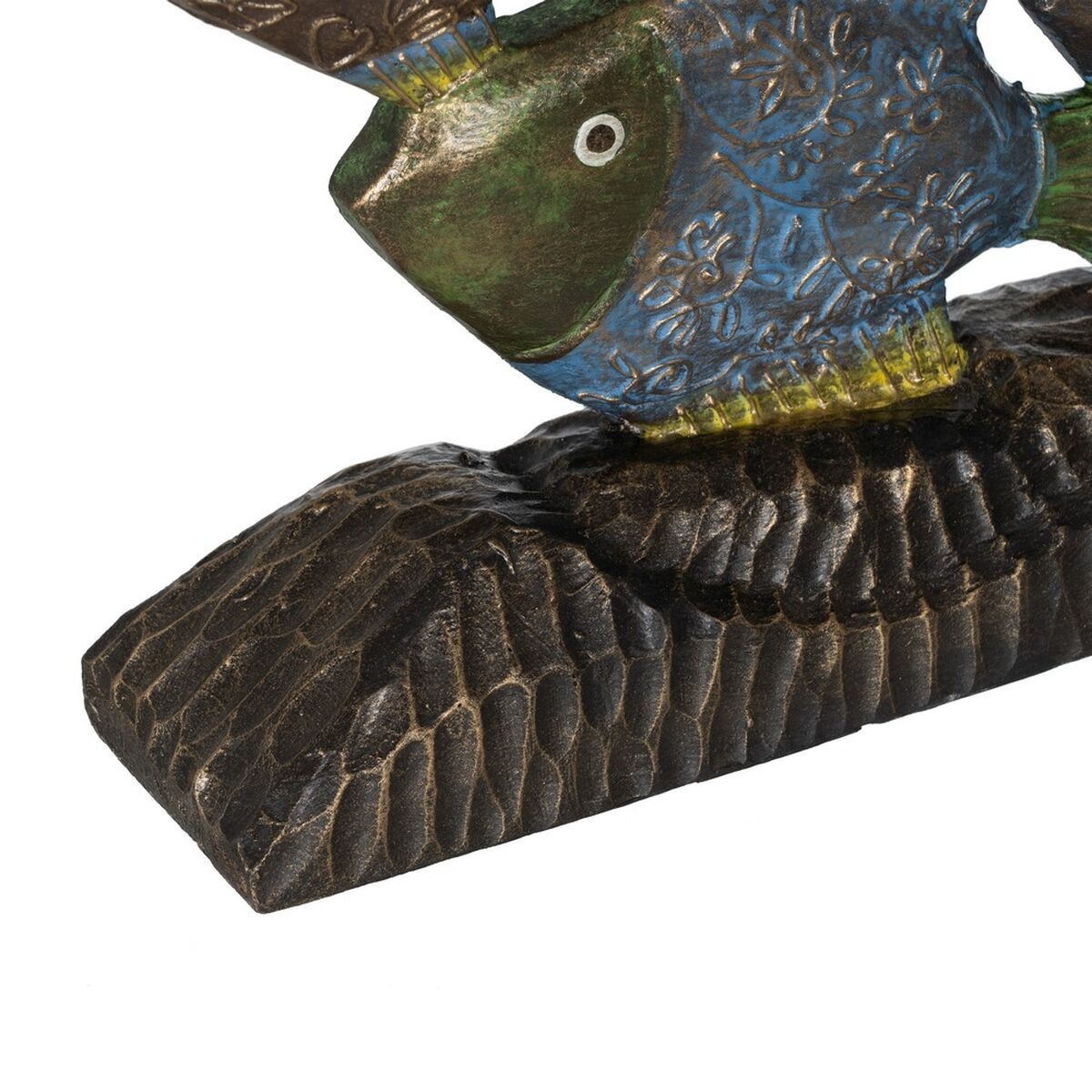 Figurine Décorative Bleu Marron Vert Poissons 60 x 11,5 x 52 cm