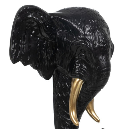 Figurine Décorative Noir Doré Eléphant 20,5 x 14,3 x 35,5 cm