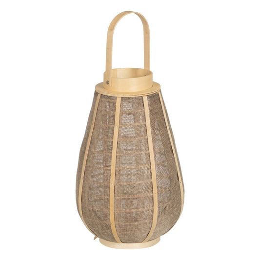 Lanterne Bougeoir Beige Naturel Jute Verre 26 x 26 x 41 cm