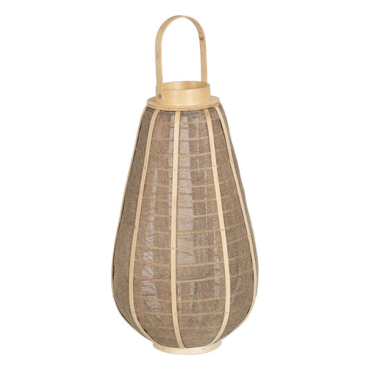 Lanterne Bougeoir Beige Naturel Jute Verre 31 x 31 x 55 cm