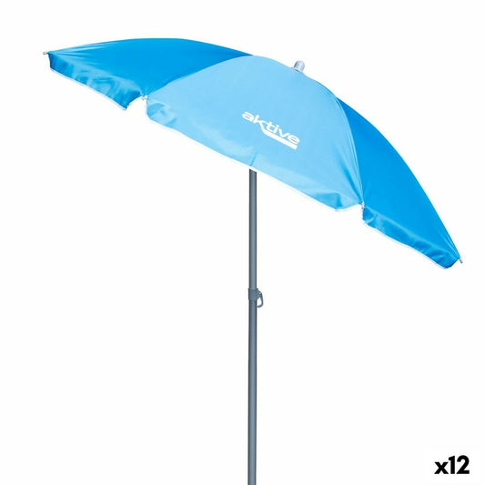 Parasol Aktive UV50 Ø 180 cm Bleu Polyester Aluminium 180 x 187,5 x 180 cm (12 Unités)