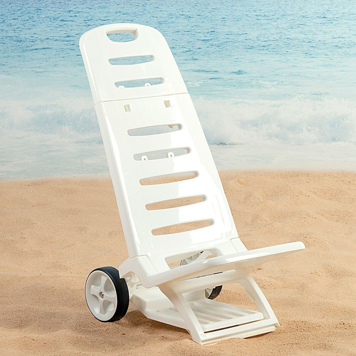 Chaise de Plage Aktive Blanc à roues  (2 Unités)