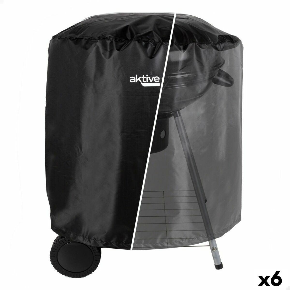 Housse de protection pour barbecue Aktive Noir 6 Unités 69,5 x 67 x 69,5 cm