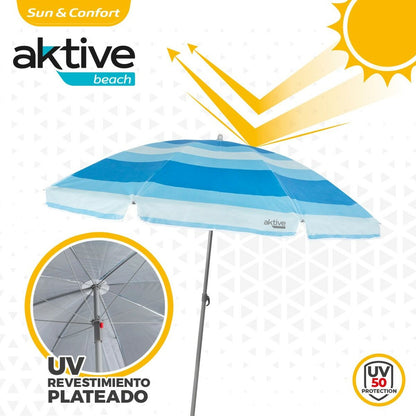 Parasol Aktive Bleu Polyester 200 x 194,5 x 200 cm (6 Unités)