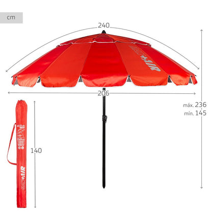 Parasol Aktive Rouge Aluminium 240 x 235 x 240 cm (6 Unités)