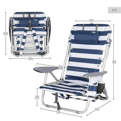 Chaise de Plage Aktive Bleu Blanc  (2 Unités)