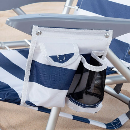 Chaise de Plage Aktive Bleu Blanc  (2 Unités)