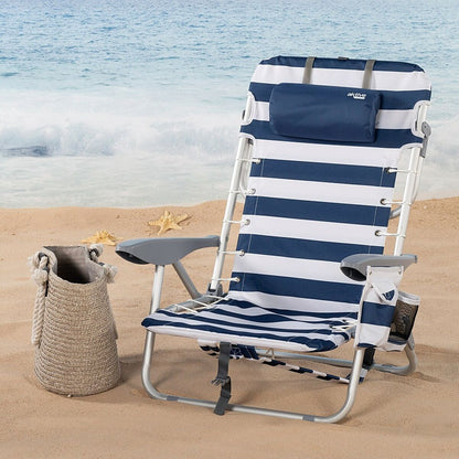 Chaise de Plage Aktive Bleu Blanc  (2 Unités)