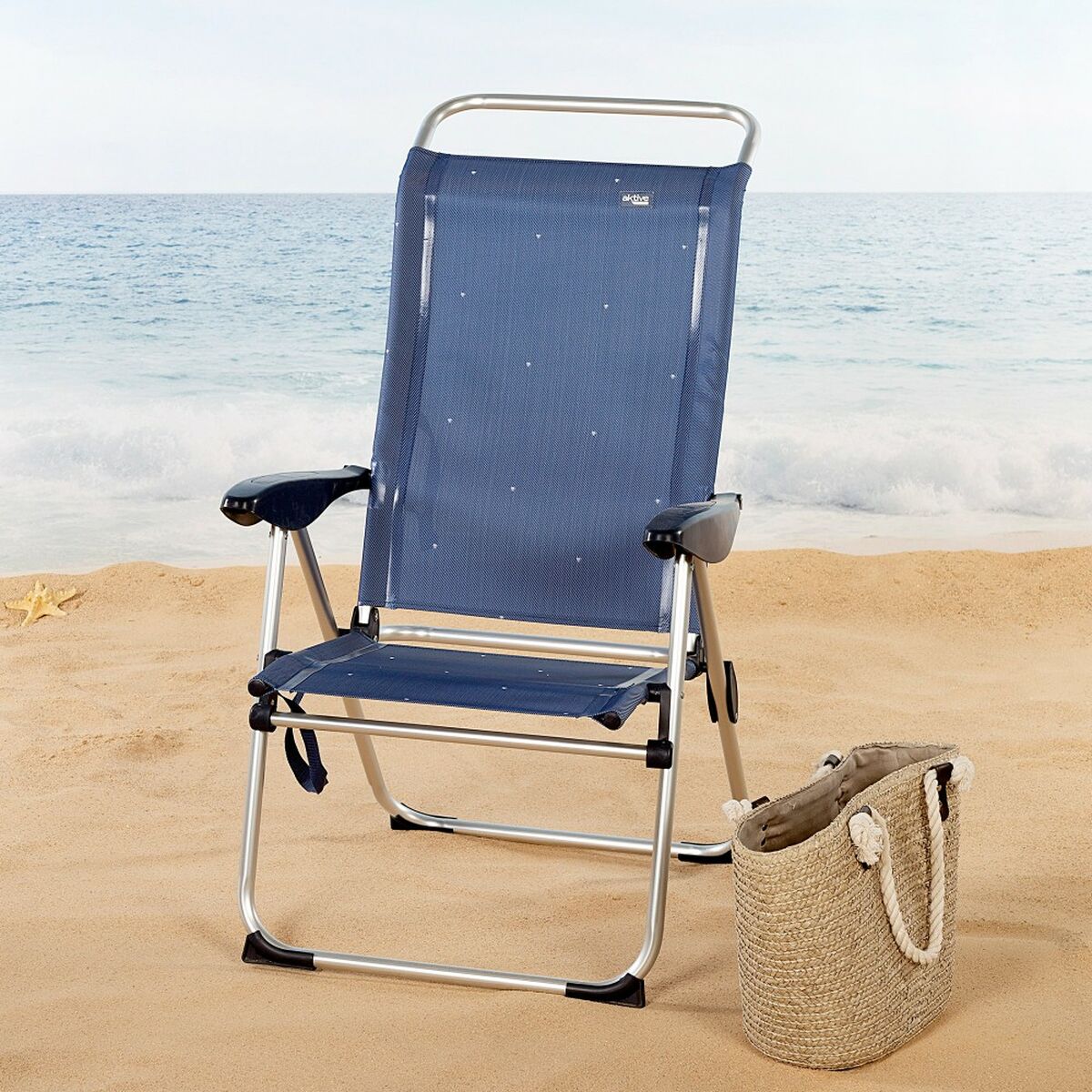 Chaise de Plage Aktive Bleu marine (2 Unités)