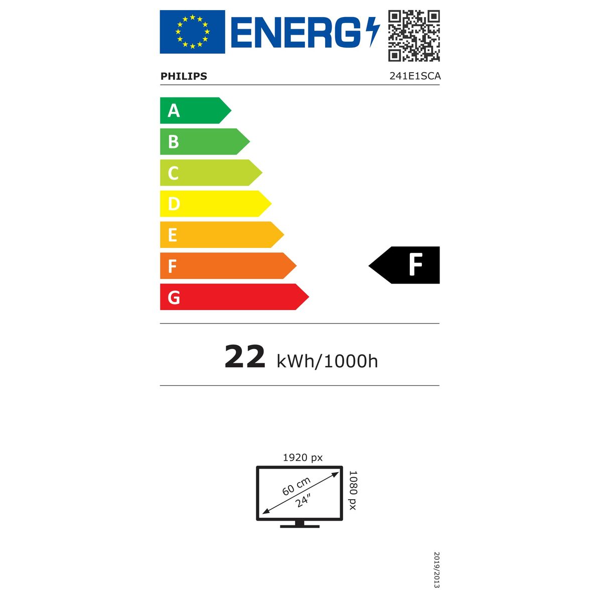 Écran Philips 241E1SCA/00 FHD LCD 23,6" LED VA LCD Flicker free 50-60  Hz