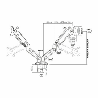 Support de table d'écran Aisens DT27TSR-045 Noir