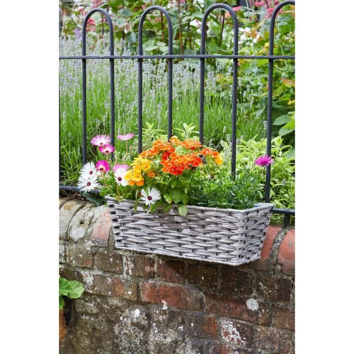 Jardinière - Faux Rotin - Bari gris - 48 cm - SMART GARDEN