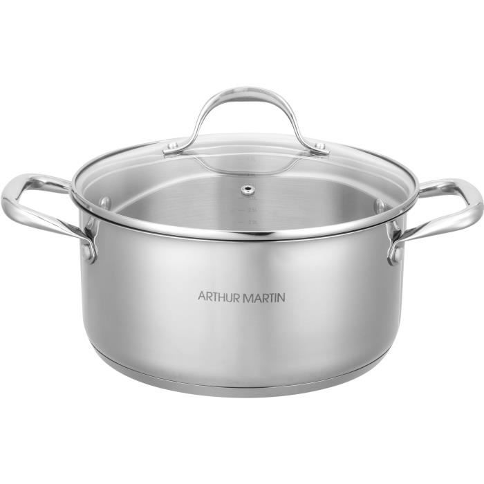 AM3549 Arthur Martin Marmite 24 cm avec couvercle - Acier Inoxydable - Tous feux dont induction