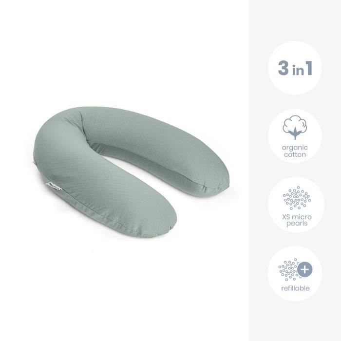 doomoo Coussin de maternité et d'allaitement Buddy - Confort optimal pour maman et bébé, Tetra Jersey Green