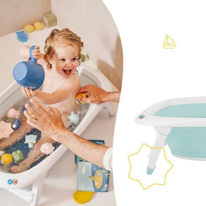 BADABULLE Baignoire pliable, 35L, super compact, bouchon de vidange témoin de chaleur, design ludique