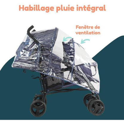 Poussette canne double BAMBISOL - 6-36 mois pour le siege avant (max 15 kg) et de 0-36 mois (max 15 kg) pour le siege arriere