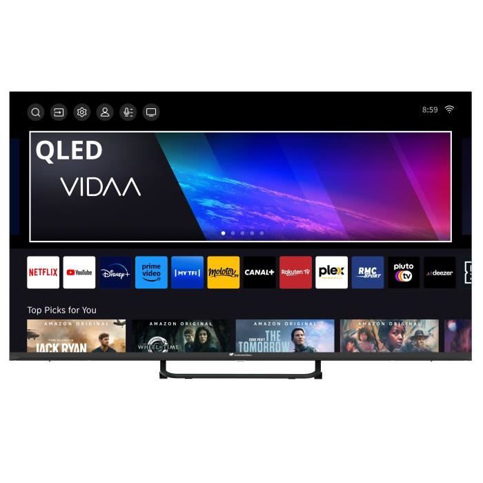 CONTINENTAL EDISON - CELED43SVQLD24B7 - TV QLED UHD 4K - 43'' (109cm) - Smart Vidaa - Wifi Bluetooth - 3xHDMI - 2xUSB - Noir